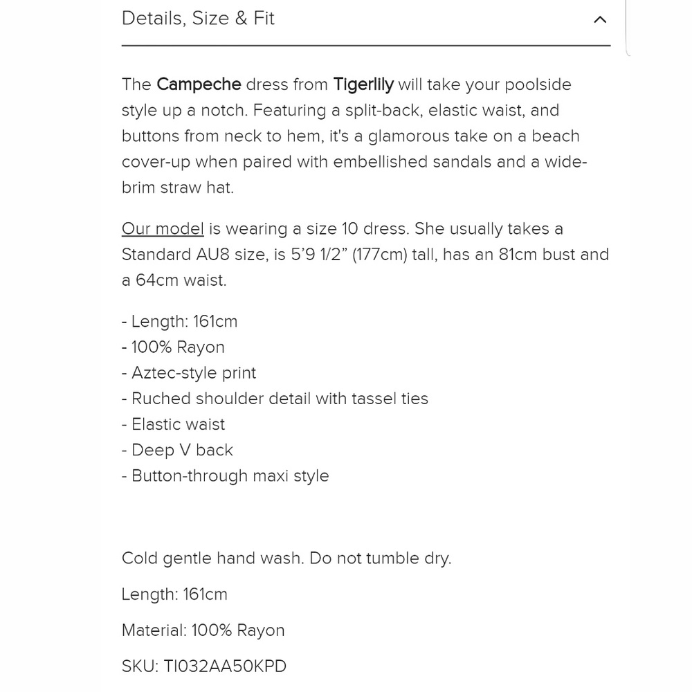 🌵TIGERLILY CAMPECHE MAXI BOHO DRESS TRIBAL PRINT - Picture 8 of 8